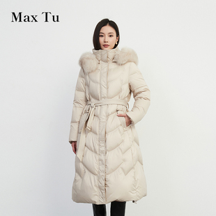 可推卸狐狸毛领中长款 2025年冬新款 加厚90白鹅绒羽绒服 Tu女装 Max
