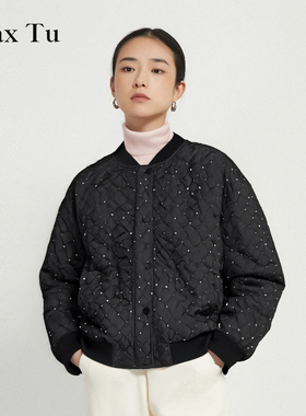 Max Tu女装秋冬新款宽松大码棒球服休闲时尚涧棉外套