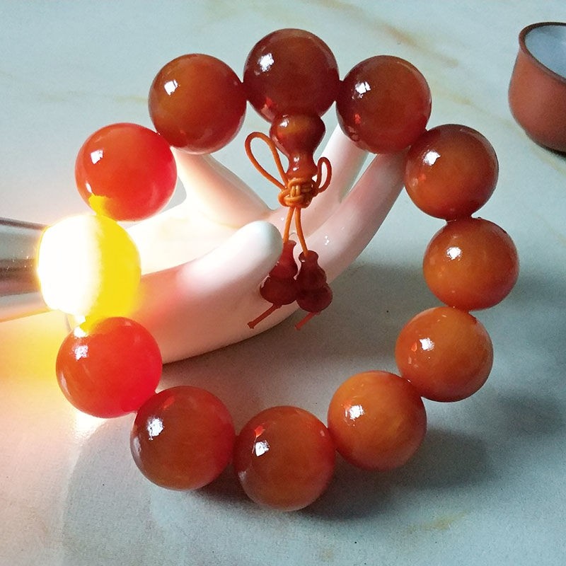 雅梦缇长白山琥珀木手串全透光满油东北沉香松明子明丁手链红松木