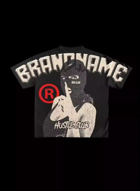 Y2K嘻哈T恤原宿长款t恤哥特式街头服饰时尚男女朋克休闲棉宽松T恤