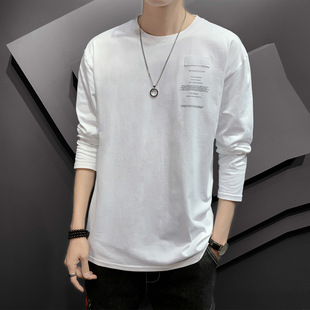 薄款 t恤男长袖 潮流2025夏季 韩版 圆领体恤春秋上衣 ins潮宽松打底衫