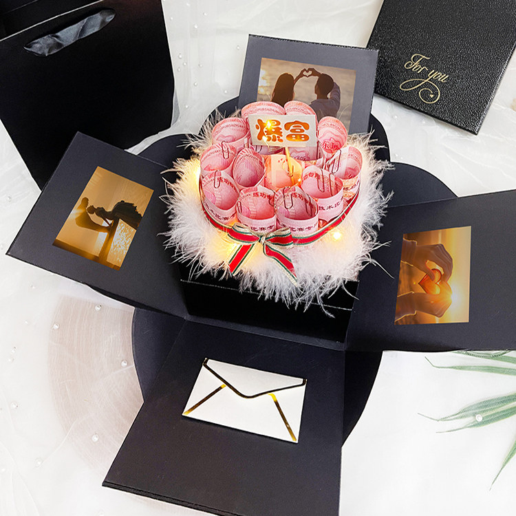 母亲节爆炸礼物生日口红音乐包装盒礼盒香水双层空盒