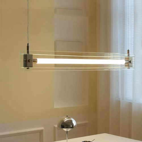 极简中古餐厅吧台餐桌一字长条灯