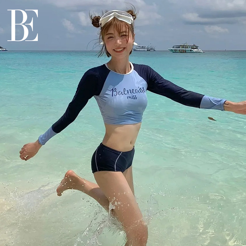 BE范德安联名分体泳衣女游泳馆专用温泉度假冲浪防晒长袖游泳衣