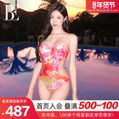 BE范德安联名花漾系列浮光椰林连体泳衣银丝吊带性感纯欲温泉度假