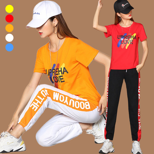 夏装新款纯棉短袖健身运动广场舞