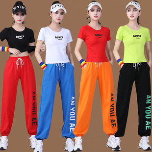 套装 广场舞服装 上衣杨丽萍跳舞衣服健身操运动纯棉短袖 新款 女夏季