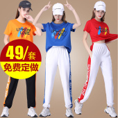 曳步舞纯棉舞蹈短袖 广场舞新款 夏季 杨丽萍健身跳舞运动装 服装 套装