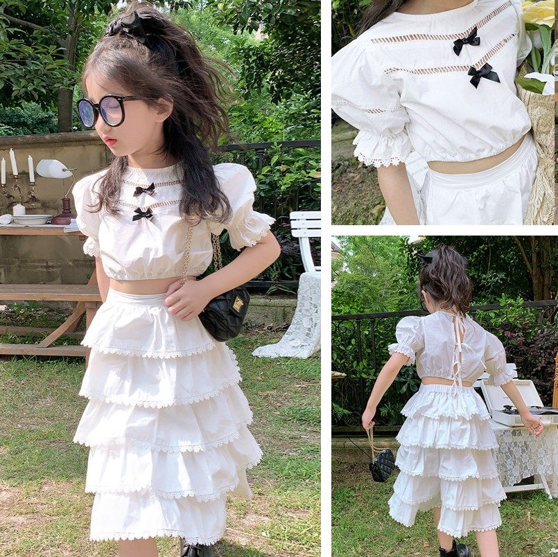 女童夏装网红套装裙2025新款夏季女童儿童时髦潮洋气蛋糕裙两件套
