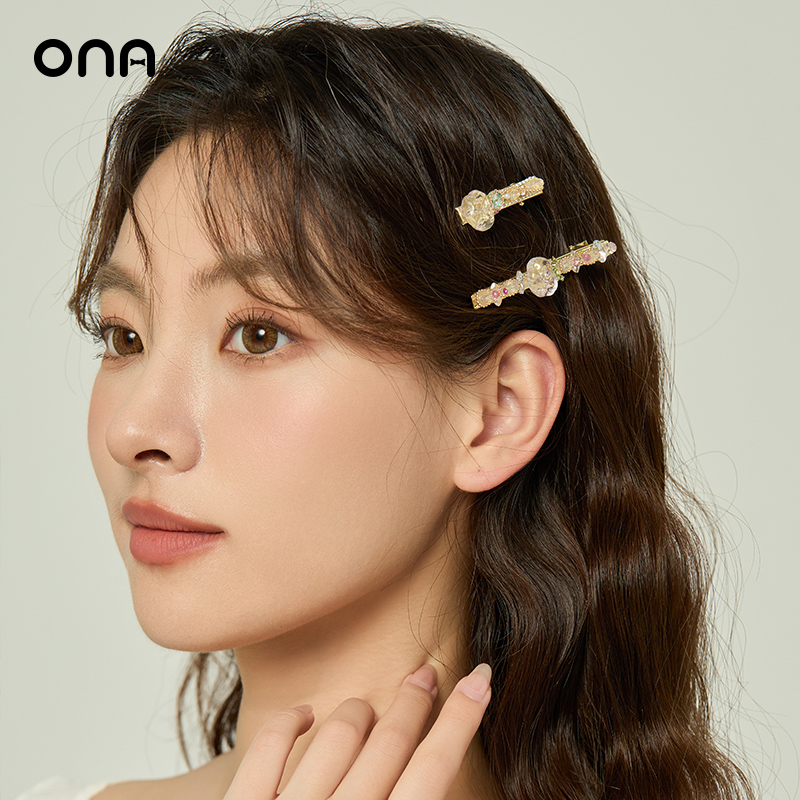 ona精致甜美花朵发饰女边夹