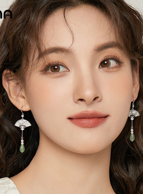 ONA新中式折扇圆扇耳环女小众高级感耳坠轻奢国风新款国潮耳饰品