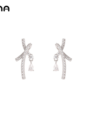 ONA精致扭结镶锆耳环女小众轻奢高级感耳坠2025新款爆款小巧耳饰