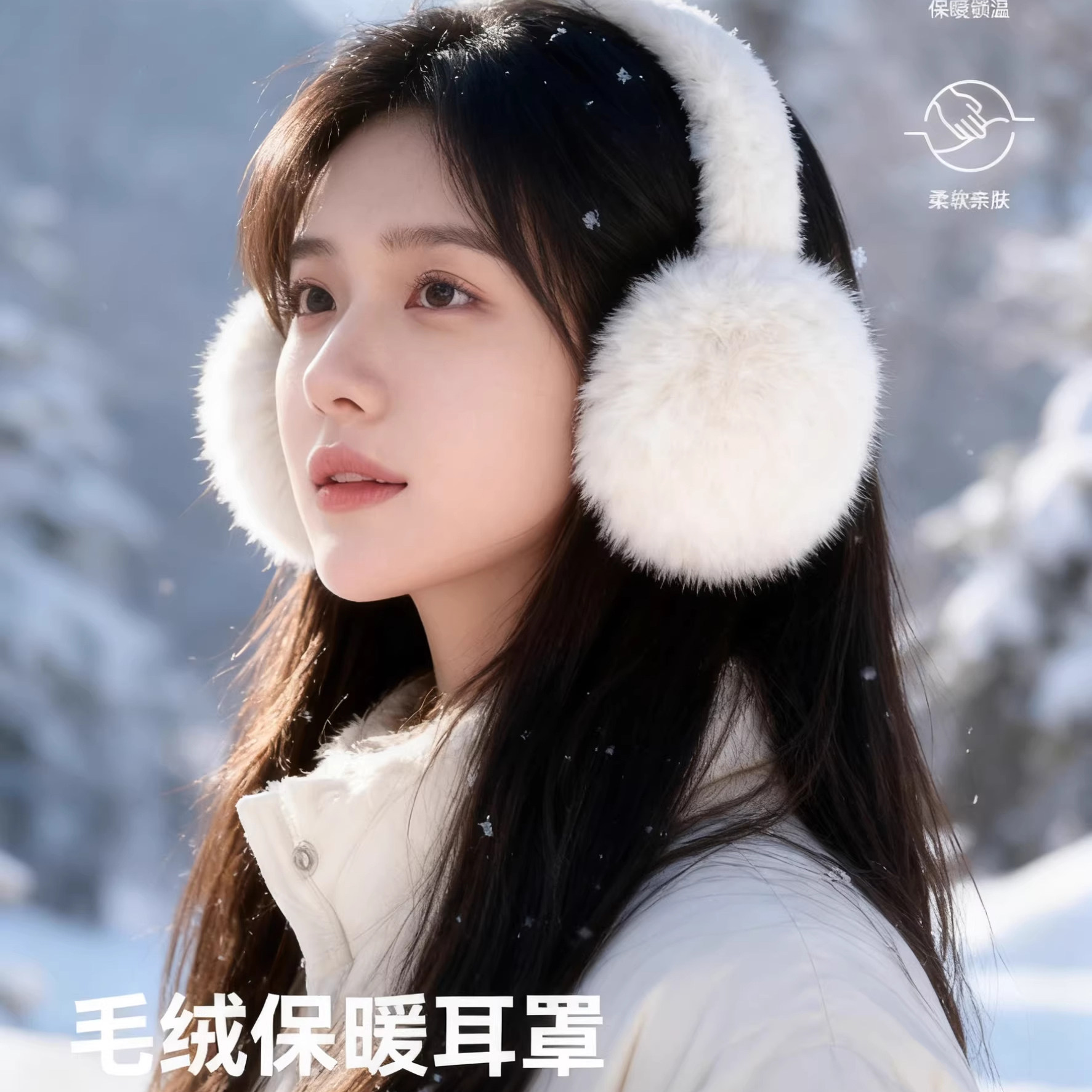 白色毛绒保暖耳罩防寒女冬天耳朵保护罩耳帽耳包骑行耳套耳暖护耳,居家日用,防护耳罩,淘宝优惠券,粉丝福利购,淘宝优惠卷
