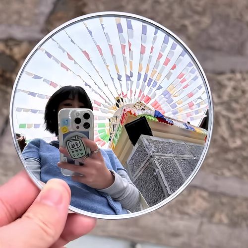 户外旅行拍照小圆镜子手工物料