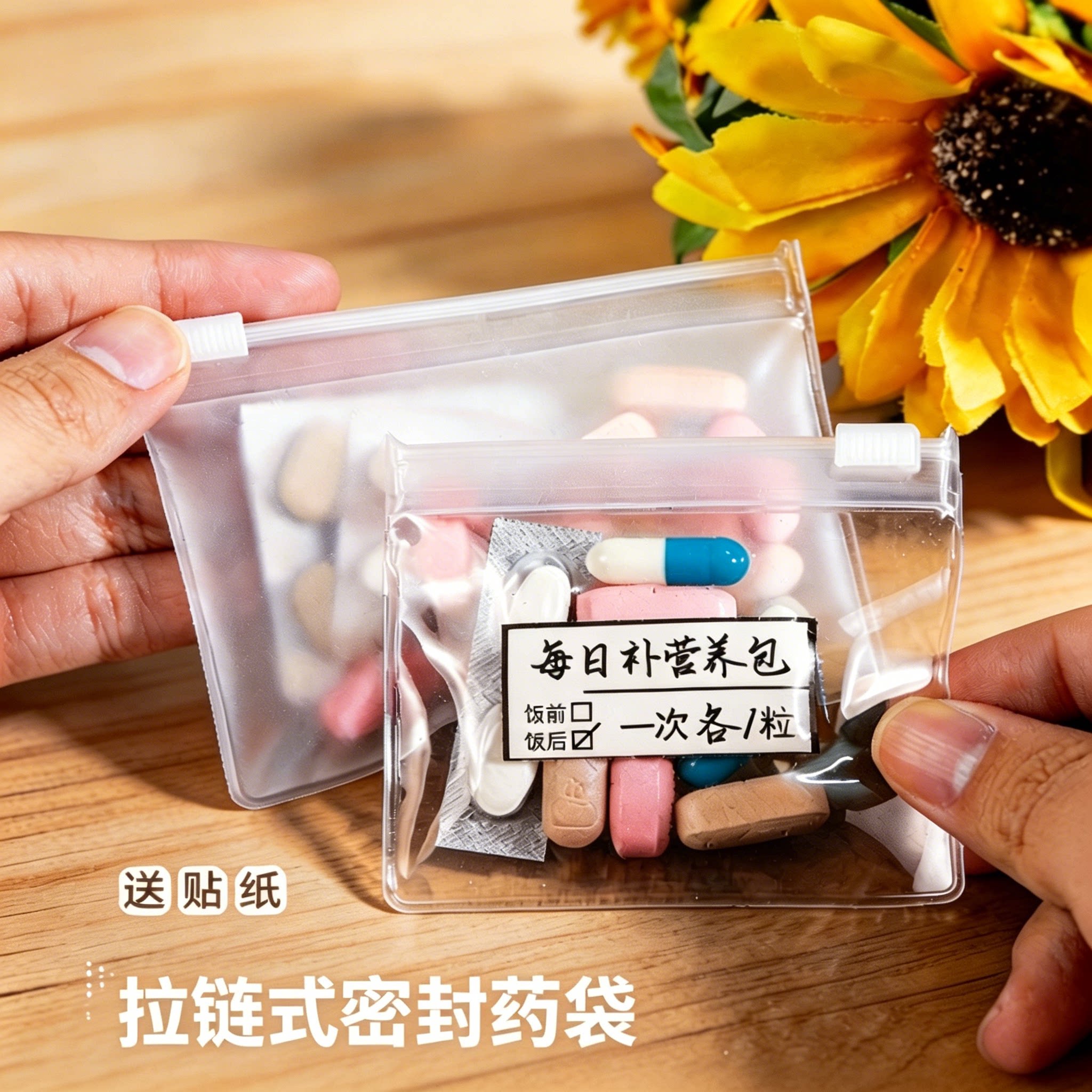 分药袋便携式迷你随身药物丸药片药品分装药盒收纳袋装药的小袋子