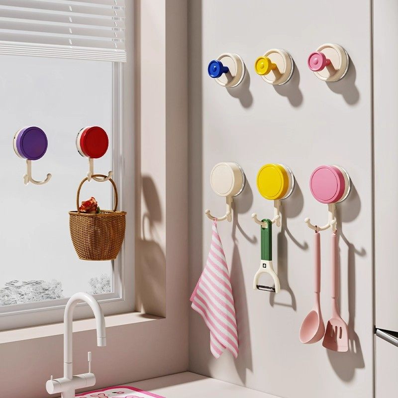 多巴胺吸盘挂钩2026新款免打孔强力承重粘贴无痕式卧室卫生间浴室,收纳整理,挂钩/粘钩,淘宝优惠券,粉丝福利购,淘宝优惠卷