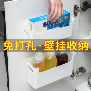 橱柜门内侧冰箱置物架侧收纳 厨房柜门保鲜膜收纳架收纳盒壁挂式