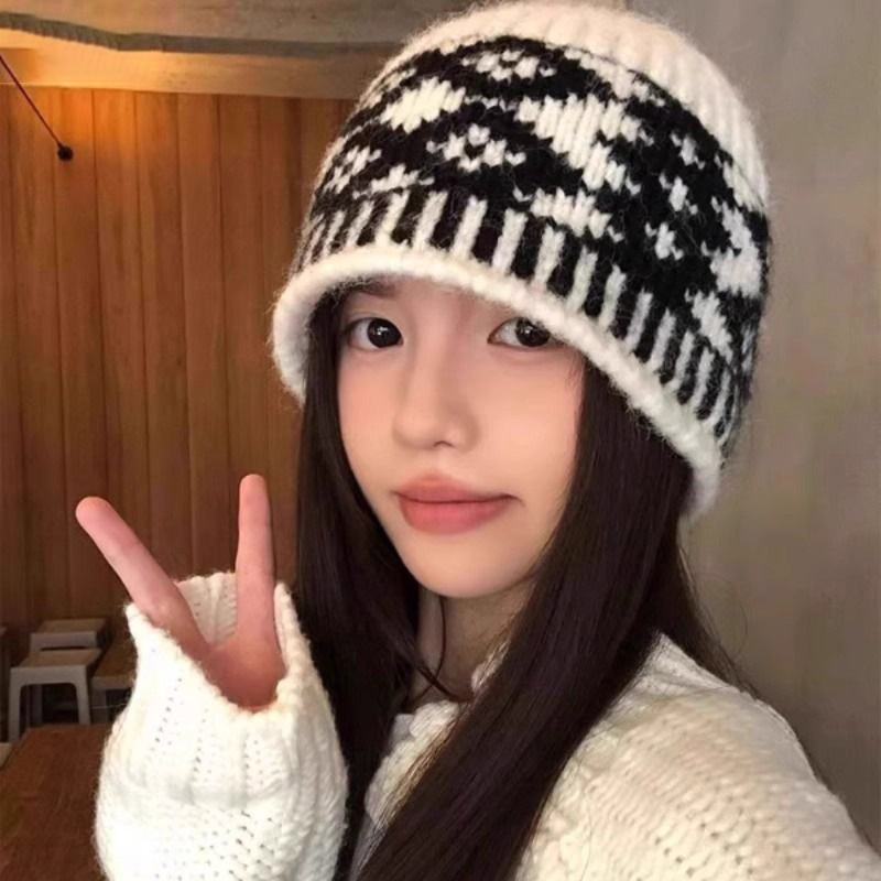 大头围针织毛线帽子遮脸保暖