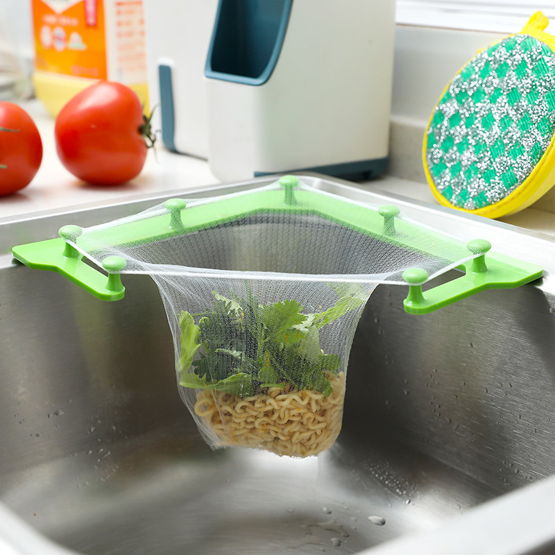 网里倒三角挂网沥水架厨房洗碗池水槽过滤剩菜汤水池置物架沥水篮