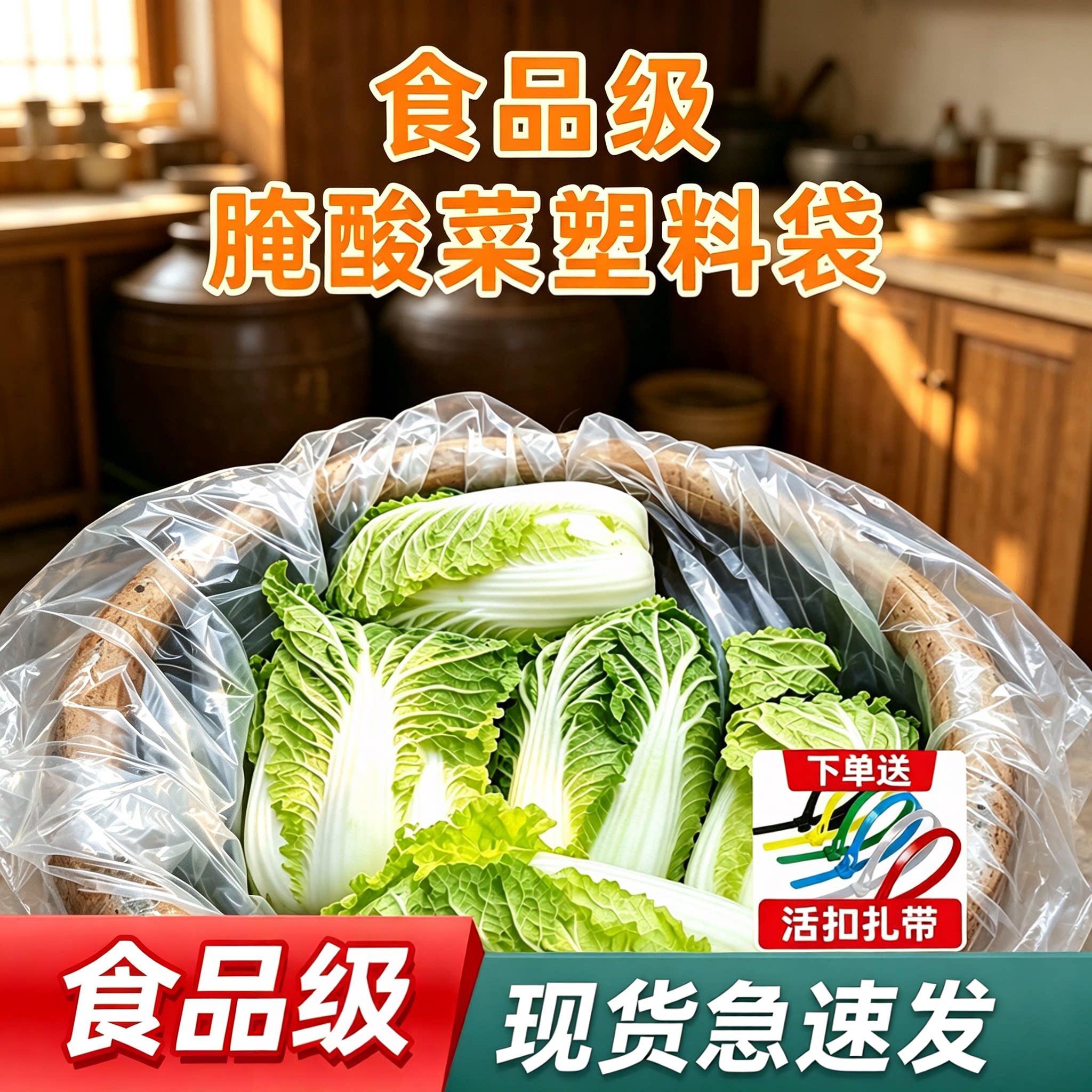 食品级腌酸菜塑料袋东北淹酸菜布透明加厚大号泡菜平口包装袋