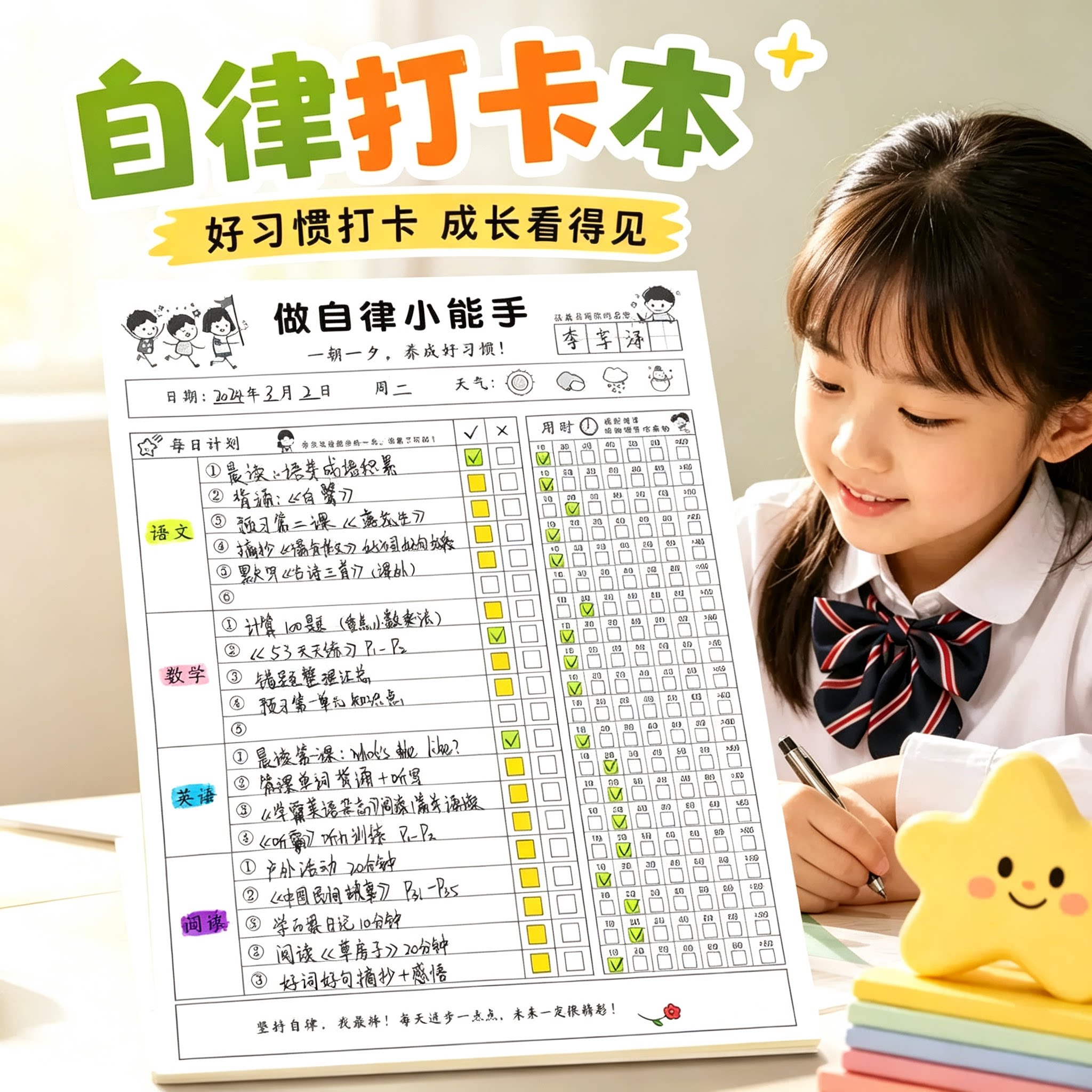 【每日记录】学生作业打卡计划表图片