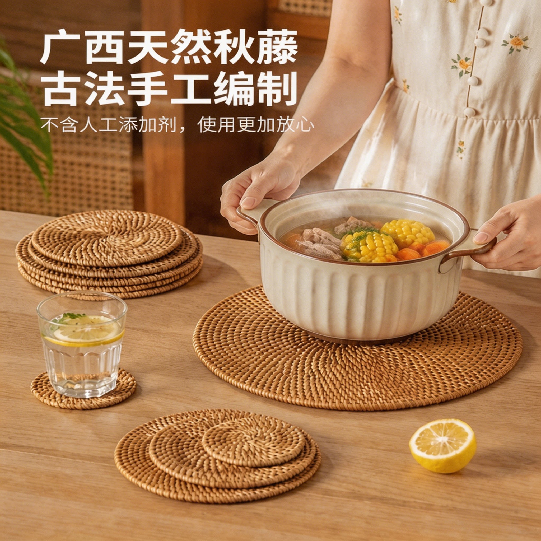 【广西天然秋藤】家用耐高温垫子图片