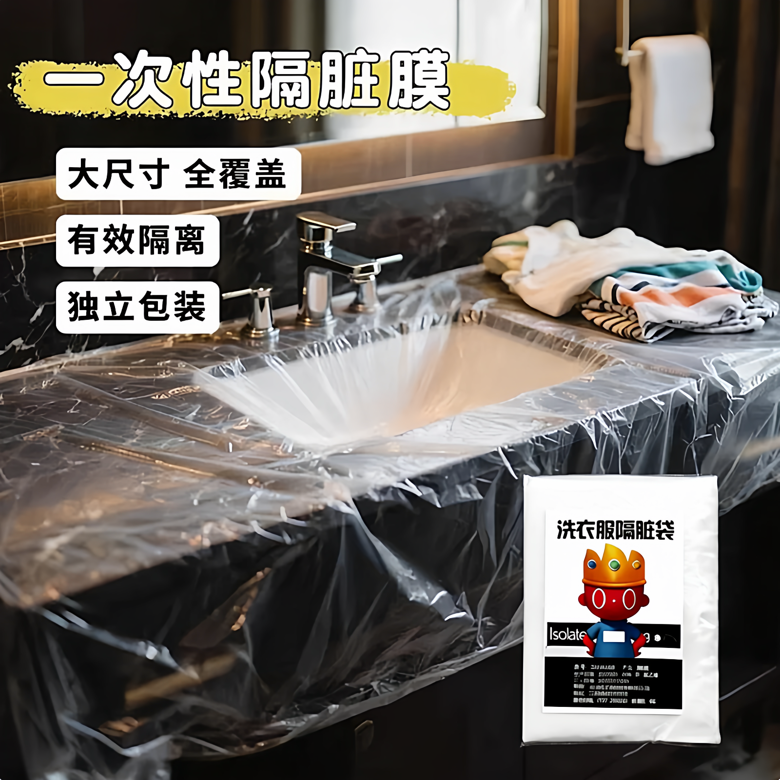 酒店隔脏膜一次性水池袋洗漱台脸盆膜旅行民宿洗衣服水池浴缸套袋,居家布艺,一次性防尘罩,淘宝优惠券,粉丝福利购,淘宝优惠卷