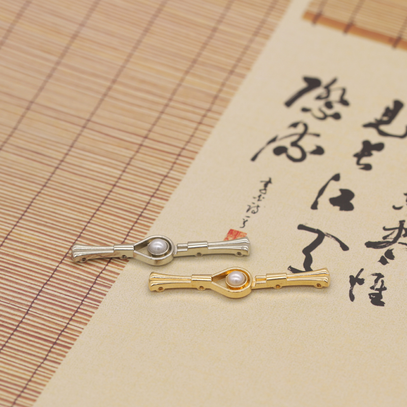中式旗袍盘扣一字珍珠对扣金属缝线纽扣女汉服唐装连衣裙装饰扣子