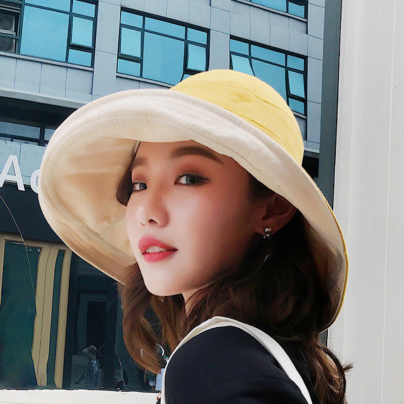 帽子女夏天韩版百搭出游遮阳帽防晒紫外线大沿软妹日系双面渔夫帽