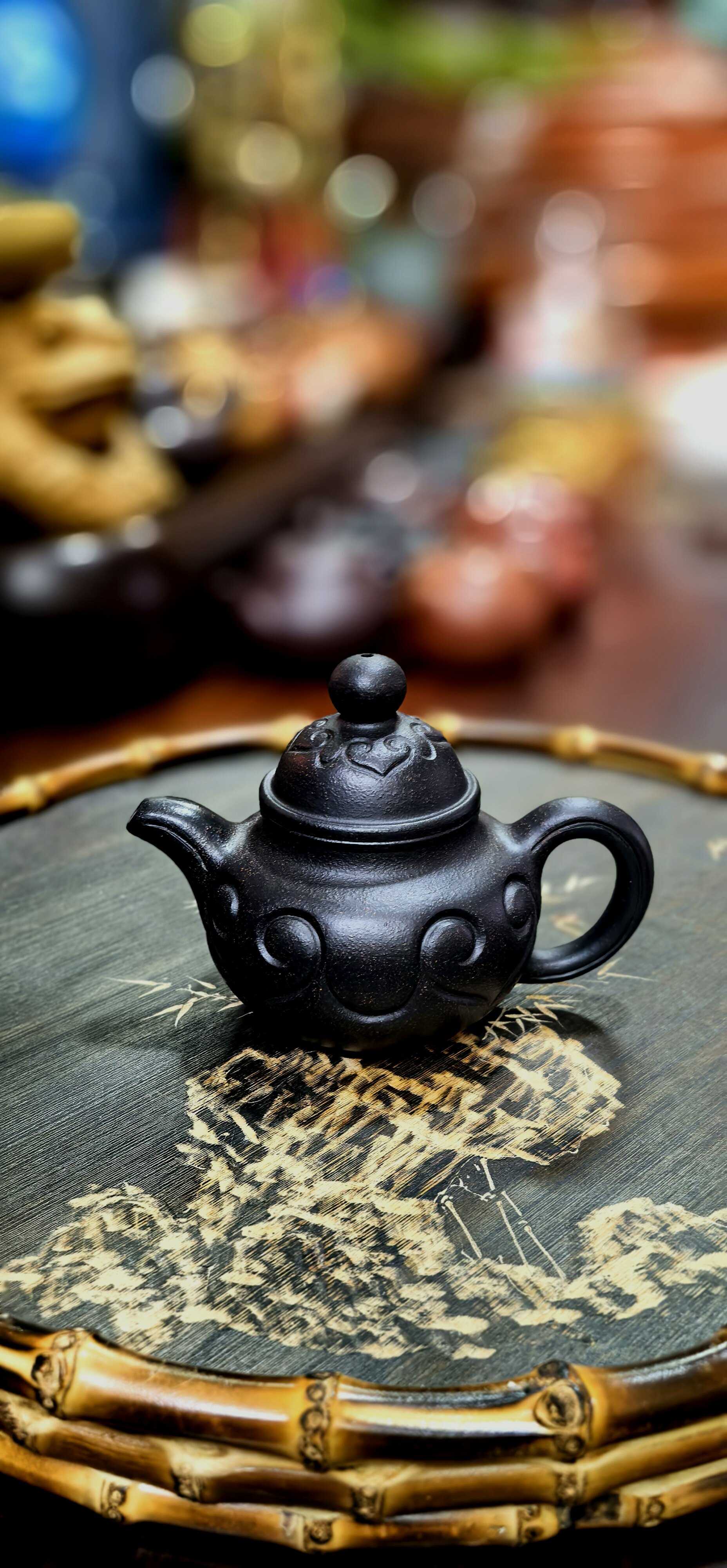 许艳萍紫砂壶 掇球如意壶 黑金茶壶