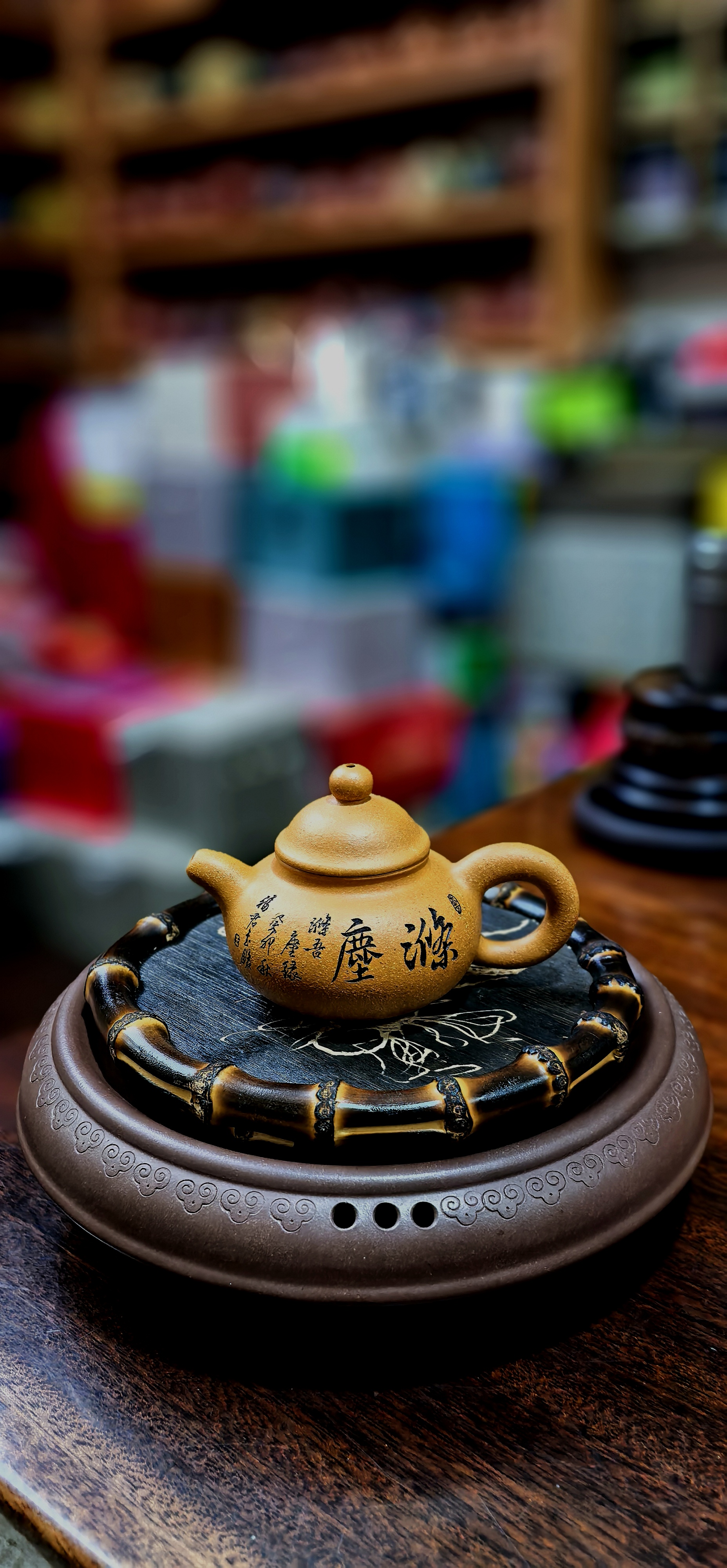 王福君雕刻沈彩娥紫砂壶悠泉壶110cc黄金段泥红泥清韵清泉小品壶