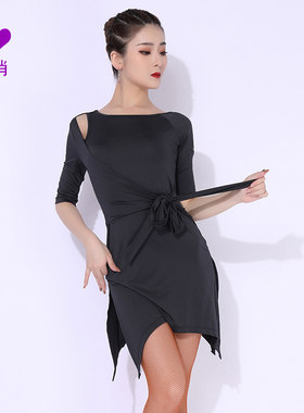 中袖系带拉丁舞练功服