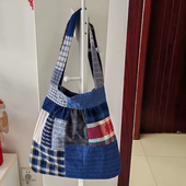 定制手工古布包简洁土布手提包单肩包购物袋环保袋拼布托特包 包邮