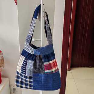 定制手工古布包简洁土布手提包单肩包购物袋环保袋拼布托特包 包邮
