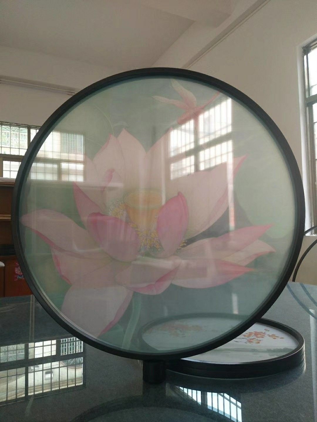 定制子欣定制双面半透明纱画屏风隔断灯具装饰个性艺术圆框画吊顶