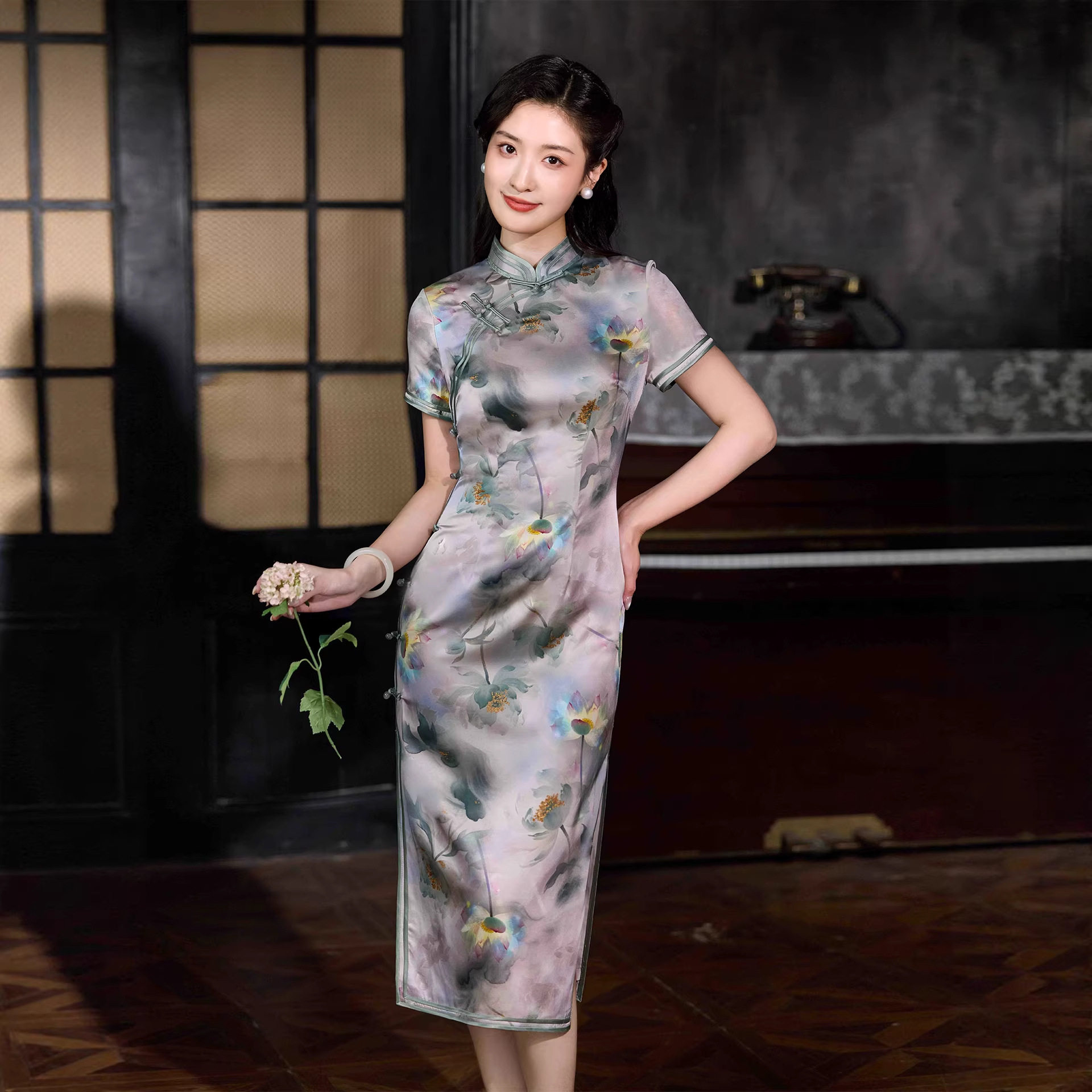 今典2026真丝旗袍女高级感复古修身中式国风气质改良桑蚕丝连衣裙