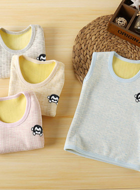 儿童马甲宝宝护肚保暖背心婴儿套头女童加绒坎肩男童加厚童装秋冬