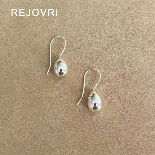 REJOVRI纯银水滴耳钉实心重工女