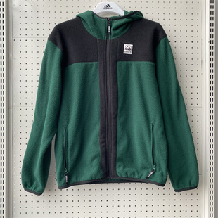 Adidas阿迪达斯三叶草男冬绒面立领连帽保暖休闲夹克外套IC2340