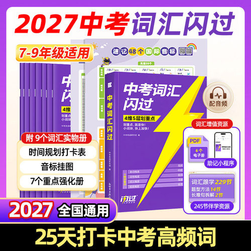 2027中考词汇闪过核心词汇