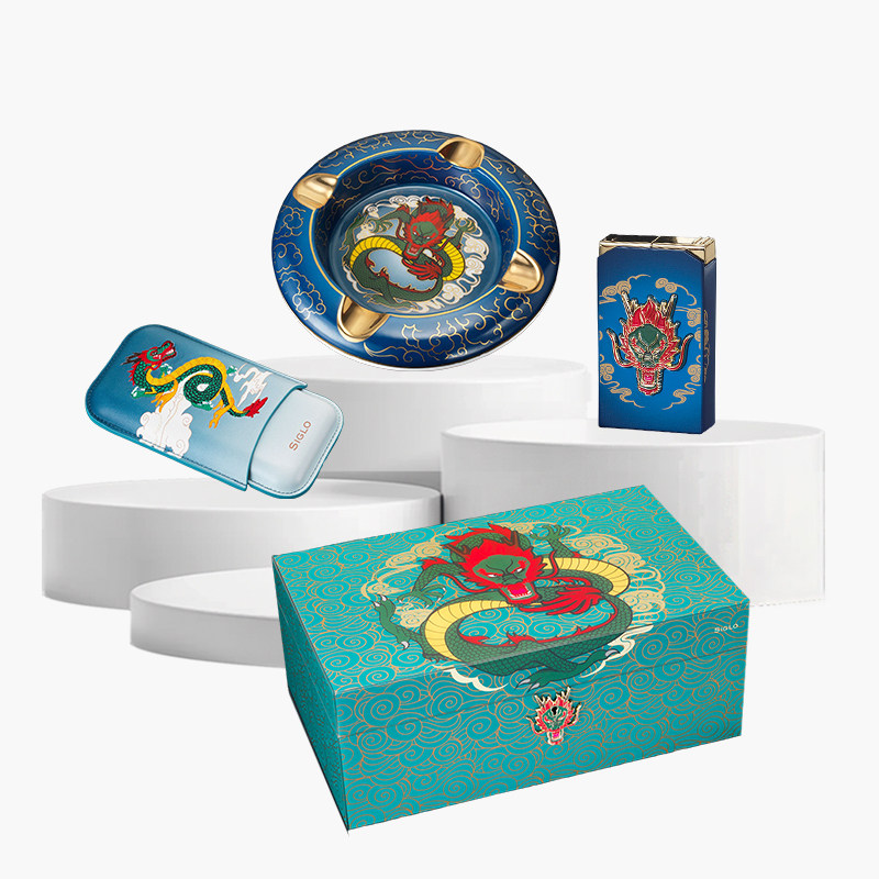 Siglo Year Of The Dragon世纪龙年生肖雪茄盒烟灰缸打火机雪茄套