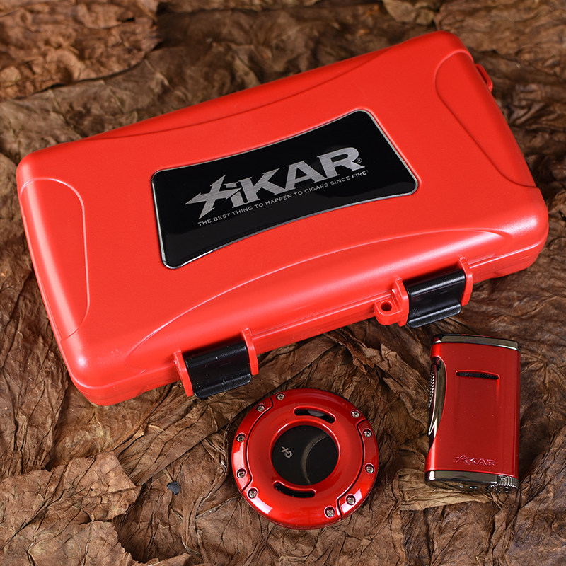 美国xikar雪茄配件西卡雪茄剪打火机套装大红色传统中国年礼盒