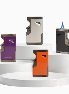 美国LOTUS VERTIGO系列雪茄专用打火机AVIATOR双火焰带雪茄打孔器