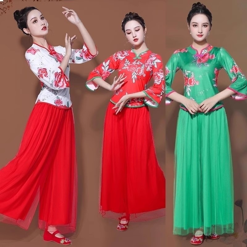 新款女民族风广场舞套装秧歌服