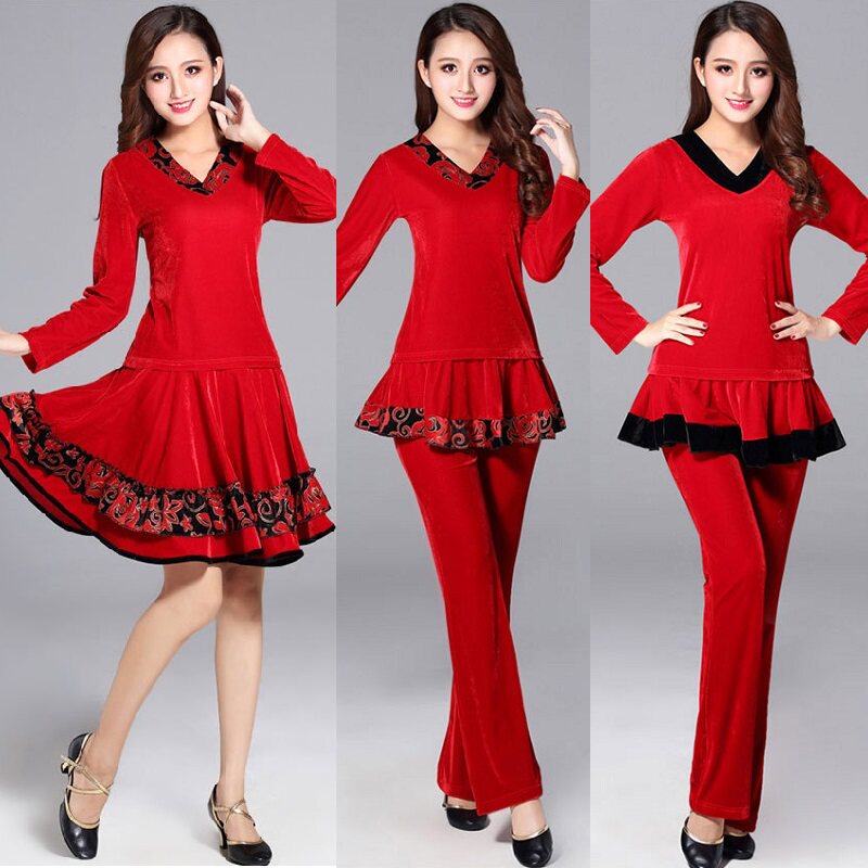 金丝绒新款广场舞服装舞蹈服套装