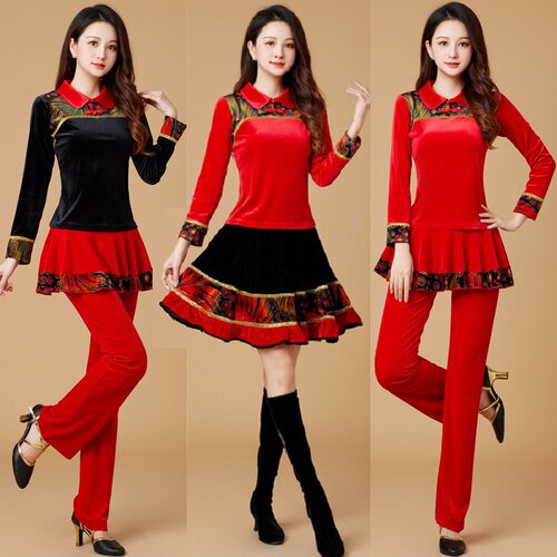 广场舞服装新款套装女长袖舞衣