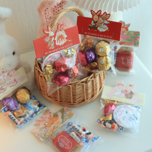 Bunny lulu小兔子喜糖袋手绘插画风卡头折叠婚庆瓜子自制糖果袋子