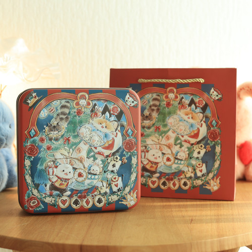 曲奇盒子手绘插画小兔子马口铁