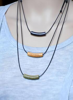 文艺范檀木心经皮绳项链