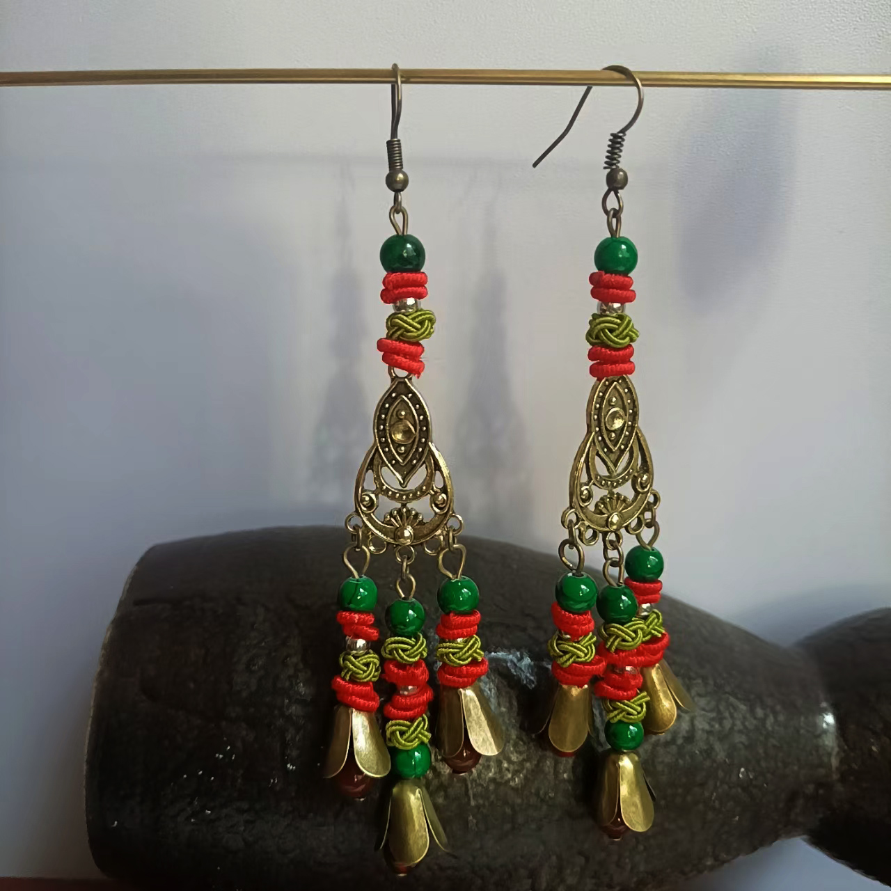 民族风波西米亚复古玛瑙长款耳环女人味优雅百搭个性时尚防过敏